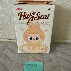 Labubu Pop Mart “Hehe” Have A Seat Plush Keychain Open Box
